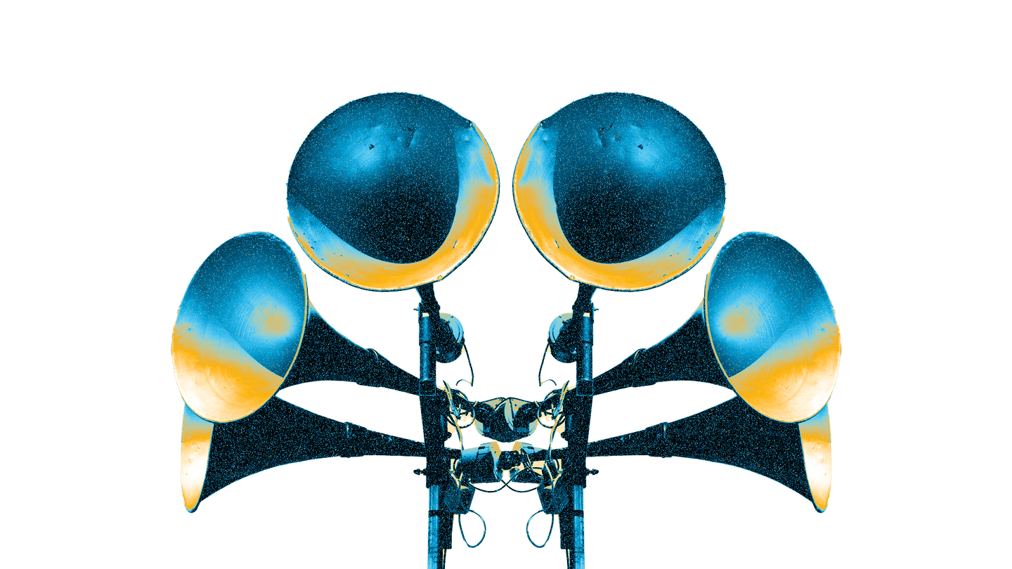 a loudspeaker as a metaphor for music promotion